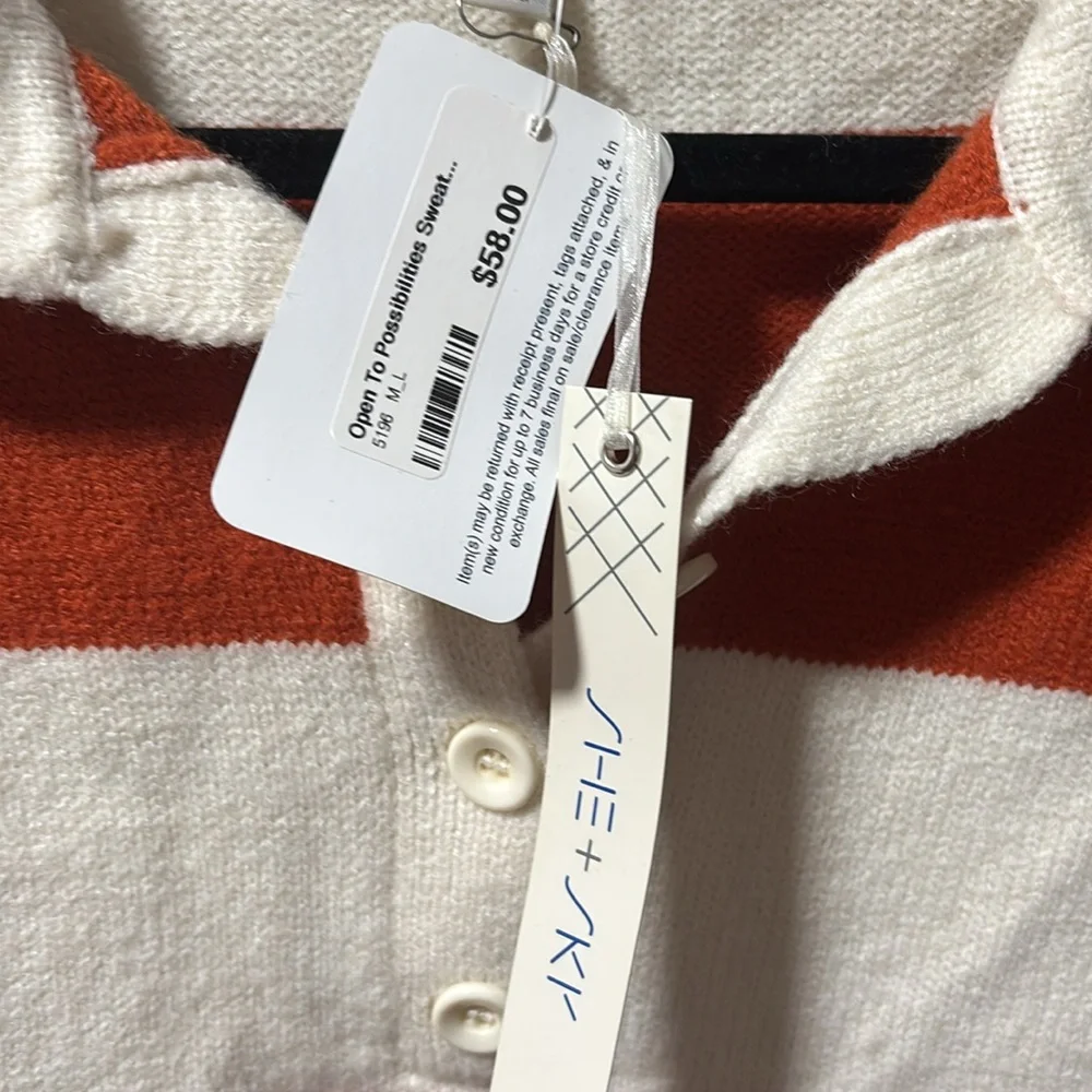 She + Sky Pink and Orange Crew Neck Sweater - Picture 7 of 7